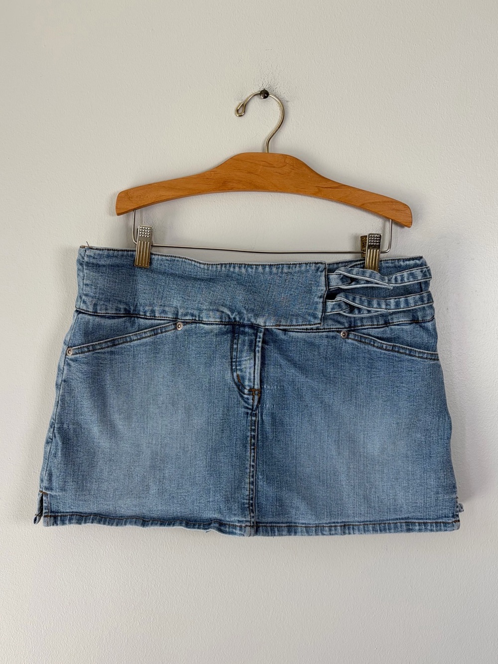 Hot Kiss Y2K Asymmetrical Denim Mini Skirt Built in Shorts Early 2000s